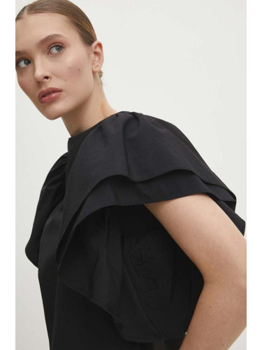 Памучна блуза Answear Lab дамска в черно с изчистен дизайн