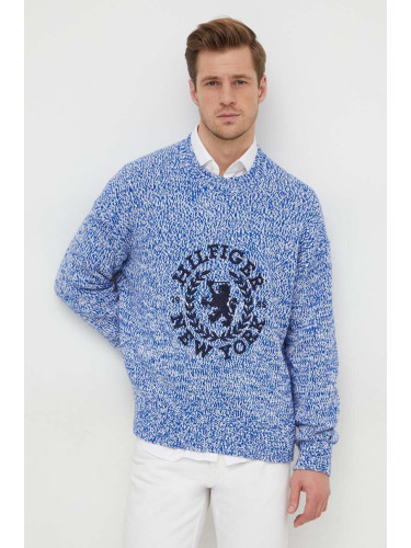 Памучен пуловер Tommy Hilfiger в синьо MW0MW33500