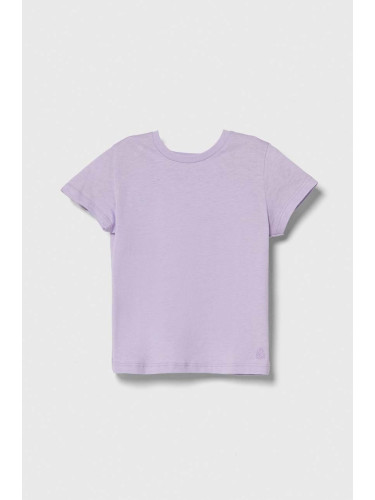 Детска памучна тениска United Colors of Benetton в розово
