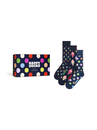 Чорапи Happy Socks Gift Box Navy (3 чифта) в тъмносиньо