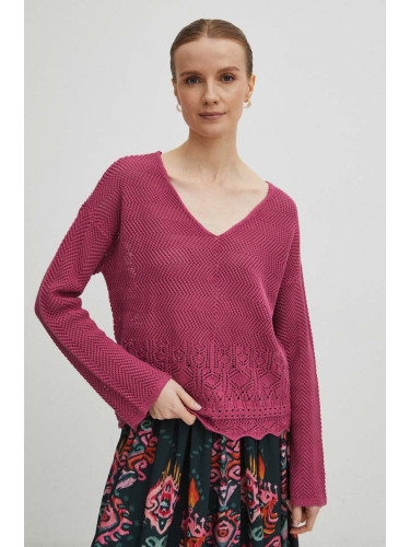 Пуловер Medicine дамски в розово от топла материя