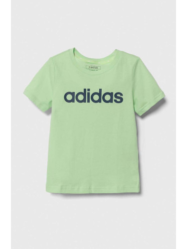 Детска памучна тениска adidas в зелено