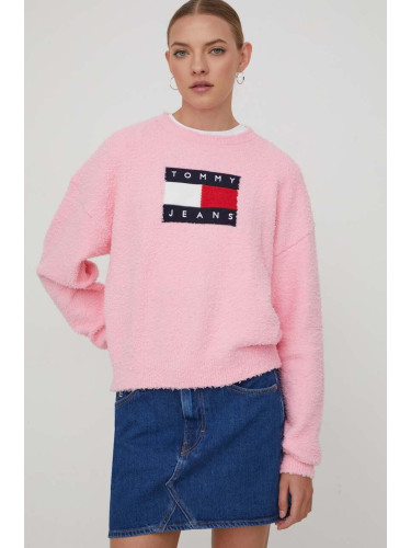 Пуловер Tommy Jeans дамски в розово DW0DW17248