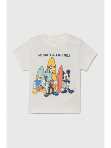Бебешка памучна тениска zippy x Disney в бежово с принт