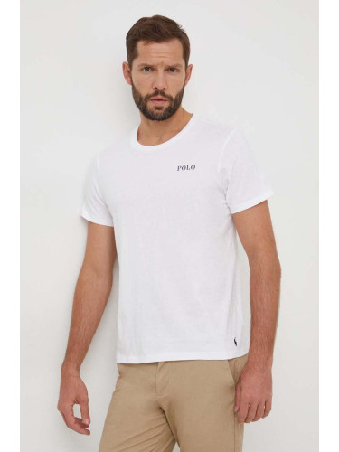 Памучна тениска Polo Ralph Lauren в бяло с принт 714931650