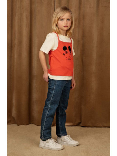 Детска памучна тениска Mini Rodini в оранжево с принт