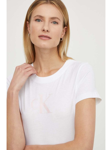 Памучна тениска Calvin Klein Jeans в бяло J20J222343
