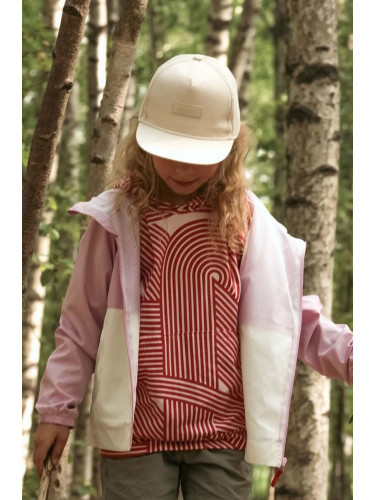 Детска памучна шапка с козирка Reima Lippis в бяло с изчистен дизайн