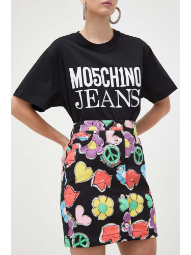 Дънкова пола Moschino Jeans в черно къса със стандартна кройка
