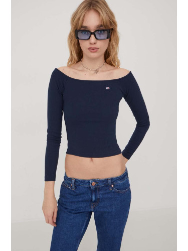 Блуза с дълги ръкави Tommy Jeans в тъмносиньо DW0DW17535