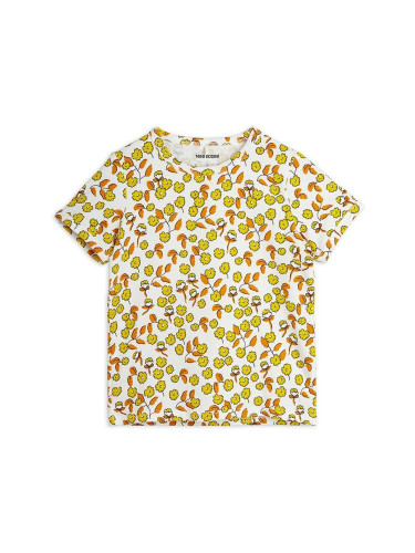 Детска тениска Mini Rodini Flowers в жълто с десен 0