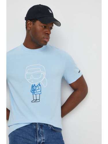 Тениска Karl Lagerfeld в синьо с апликация 541221.755401
