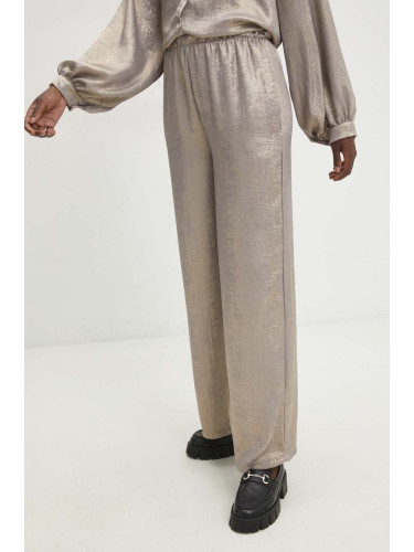 Панталон Answear Lab в златисто с широка каройка, с висока талия