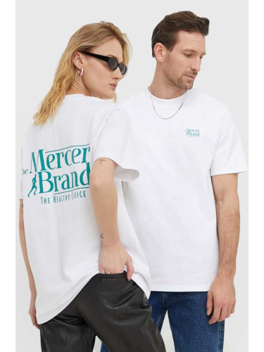 Памучна тениска The Mercer Brand The Heavy Tee в бяло с принт MEAP241002