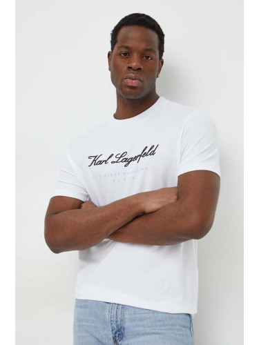 Тениска Karl Lagerfeld в бяло с апликация 541221.755403