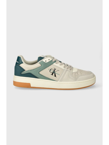 Кожени маратонки Calvin Klein Jeans BASKET CUPSOLE LOW LTH ML FAD в бежово YM0YM00884