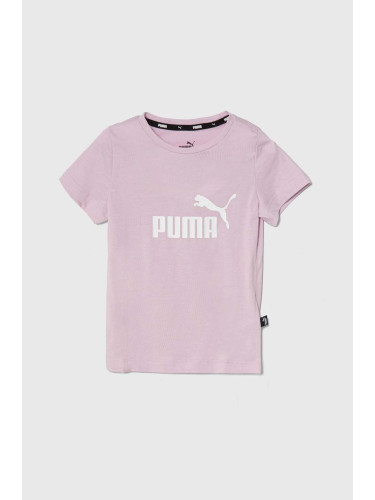 Детска памучна тениска Puma в розово