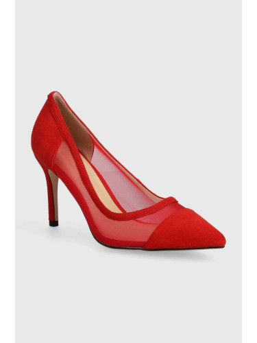 Велурени обувки с тънък ток Answear Lab в червено