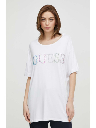 Плажна тениска Guess в бяло E4GI02 K68D2