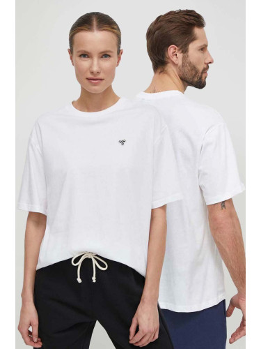 Памучна тениска Hummel hmlLOOSE T-SHIRT BEE в бяло с изчистен дизайн