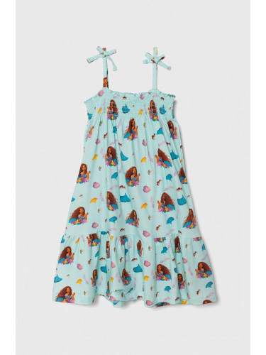 Детска памучна рокля zippy x Disney в тюркоазено къса разкроена