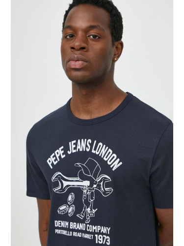 Памучна тениска Pepe Jeans CEDRIC мъжки в черно PM070382