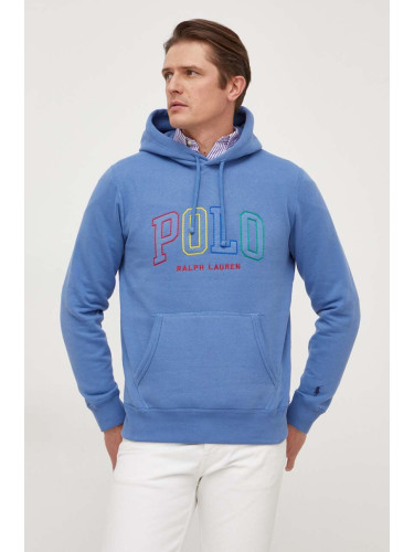 Суичър Polo Ralph Lauren в синьо с качулка апликация 710926600