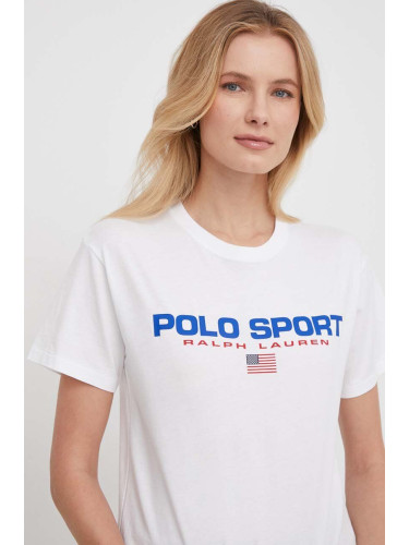 Памучна тениска Polo Ralph Lauren в бяло 211936915