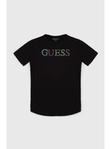 Детска тениска Guess в черно