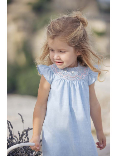 Бебешка памучна рокля Tartine et Chocolat в синьо къса разкроена