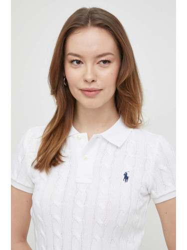 Памучна тениска с яка Polo Ralph Lauren в бяло 211943010