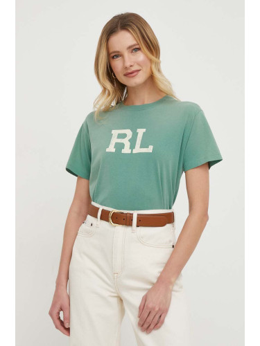 Памучна тениска Polo Ralph Lauren в зелено 211910130