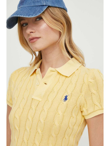Памучна тениска с яка Polo Ralph Lauren в жълто 211943010