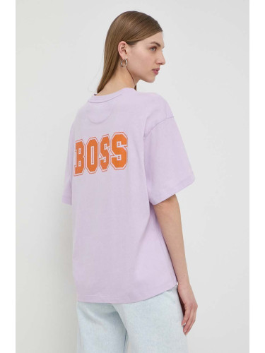 Памучна тениска Boss Orange в лилаво 50520478