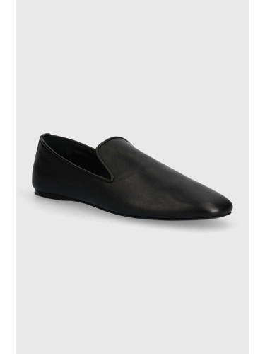 Кожени мокасини Calvin Klein LOAFER LEATHER в черно с равна подметка HW0HW02129