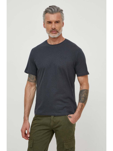 Тениска с лен Pepe Jeans CLOY в сиво с изчистен дизайн