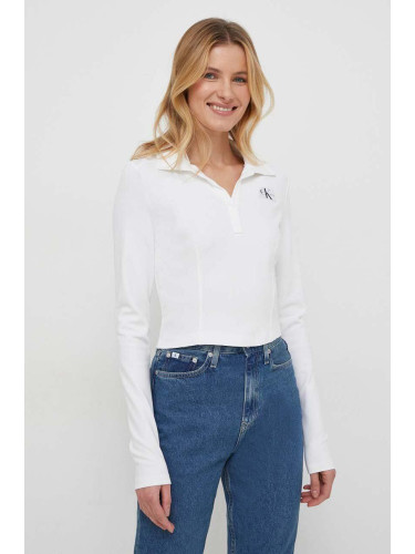 Блуза с дълги ръкави Calvin Klein Jeans в бяло J20J222556