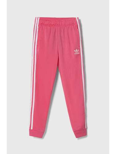 Детски спортен панталон adidas Originals в розово с апликация