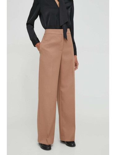 Панталон Calvin Klein в бежово със стандартна кройка, с висока талия K20K206333