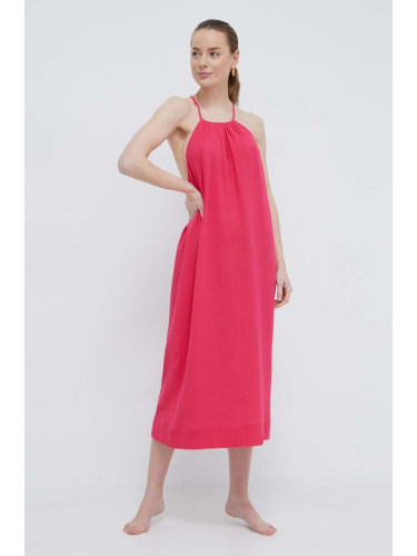 Памучна плажна рокля Chantelle в розово