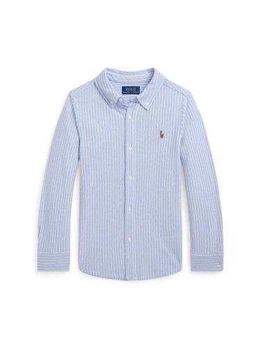 Детска памучна риза Polo Ralph Lauren в синьо