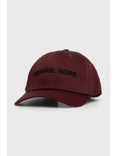 Памучна шапка с козирка Michael Kors в бордо с апликация