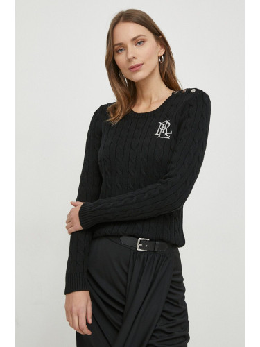 Памучен пуловер Lauren Ralph в черно 200932223