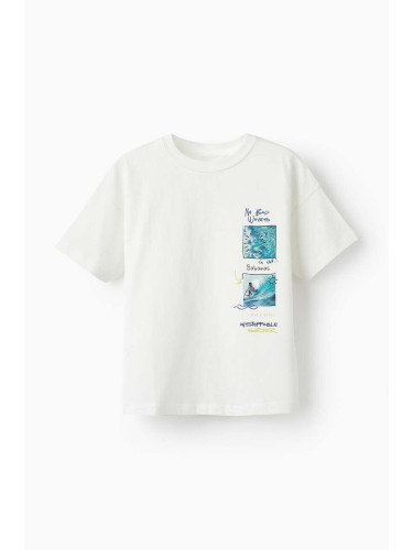 Детска памучна тениска zippy в бяло с принт