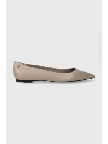 Кожени балеринки Tommy Hilfiger ESSENTIAL POINTED BALLERINA в бежово  FW0FW07863