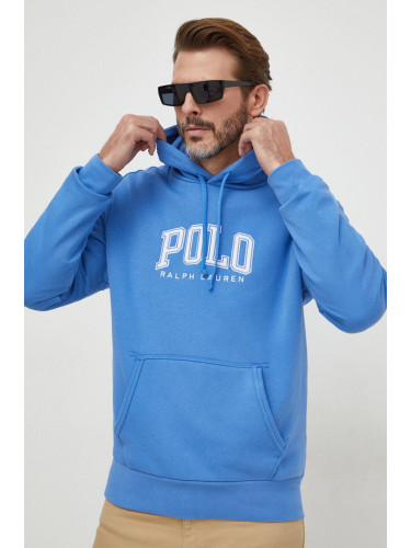 Суичър Polo Ralph Lauren в синьо с качулка апликация 710934716