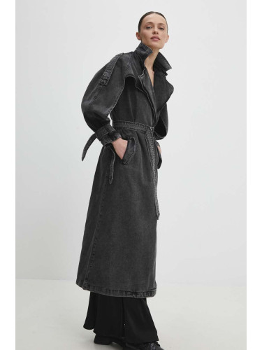 Дънково палто Answear Lab в черно преходен модел