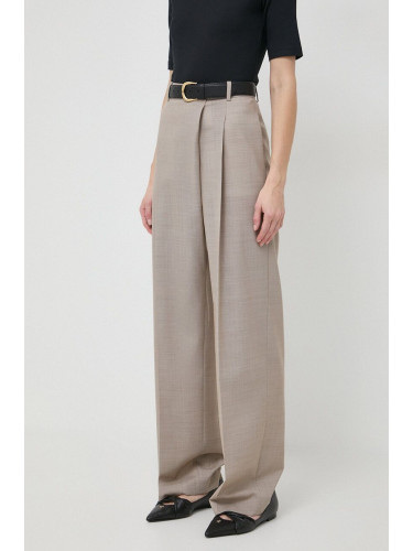 Вълнен панталон BOSS със стандартна кройка, с висока талия 50505608