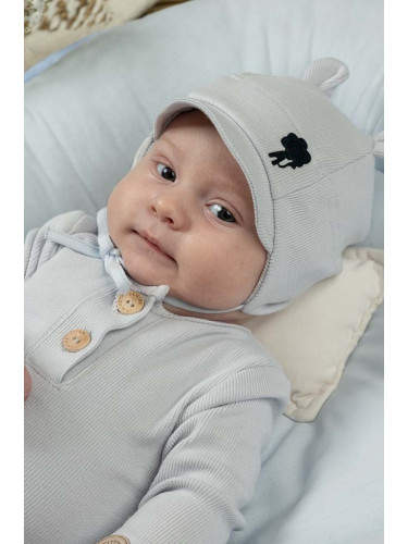 Детска шапка Jamiks BRANT в сиво с фина плетка