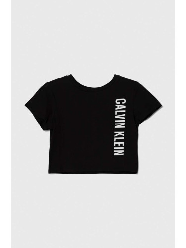 Детска плажна тениска Calvin Klein Jeans в черно